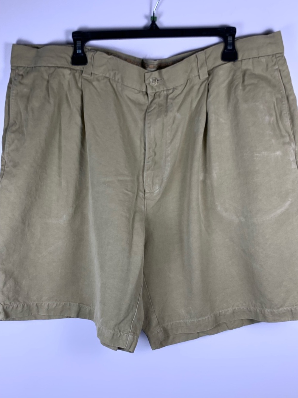 Tommy Bahama 100% Silk Shorts Mens 42 Khaki Pleated Chino Lightweight Luxury